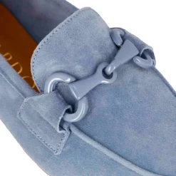 Mocassino Da Donna In Pelle Scamosciata Con Morsetto Colore Turchese