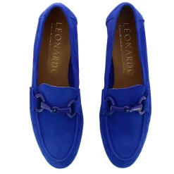 Mocassino Da Donna In Pelle Scamosciata Con Morsetto Colore Blu