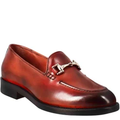 Mocassino Da Donna In Pelle Colore Rosso Con Fibbia