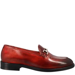 Mocassino Da Donna In Pelle Colore Rosso Con Fibbia