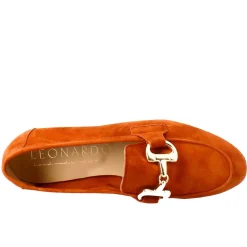 Mocassino Da Donna In Pelle Scamosciata Marrone Con Fibbia Oro