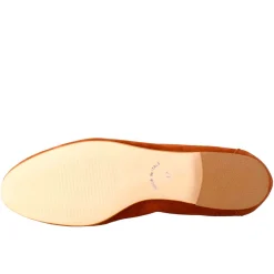 Mocassino Da Donna In Pelle Scamosciata Marrone Con Fibbia Oro