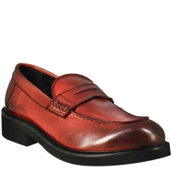 Mocassino Da Donna Paupa In Pelle Lavata Colore Rosso