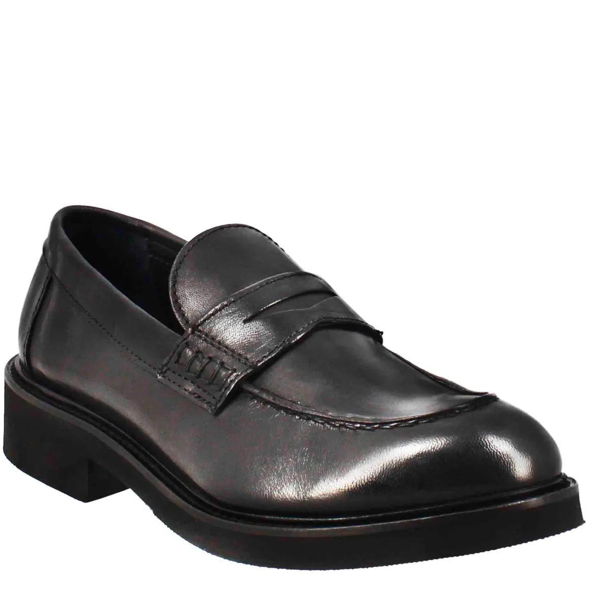 Mocassino Da Donna Paupa In Pelle Lavata Colore Nero