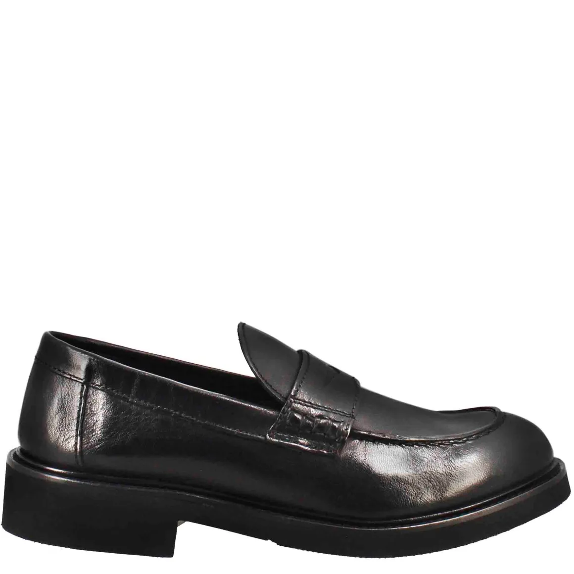 Mocassino Da Donna Paupa In Pelle Lavata Colore Nero