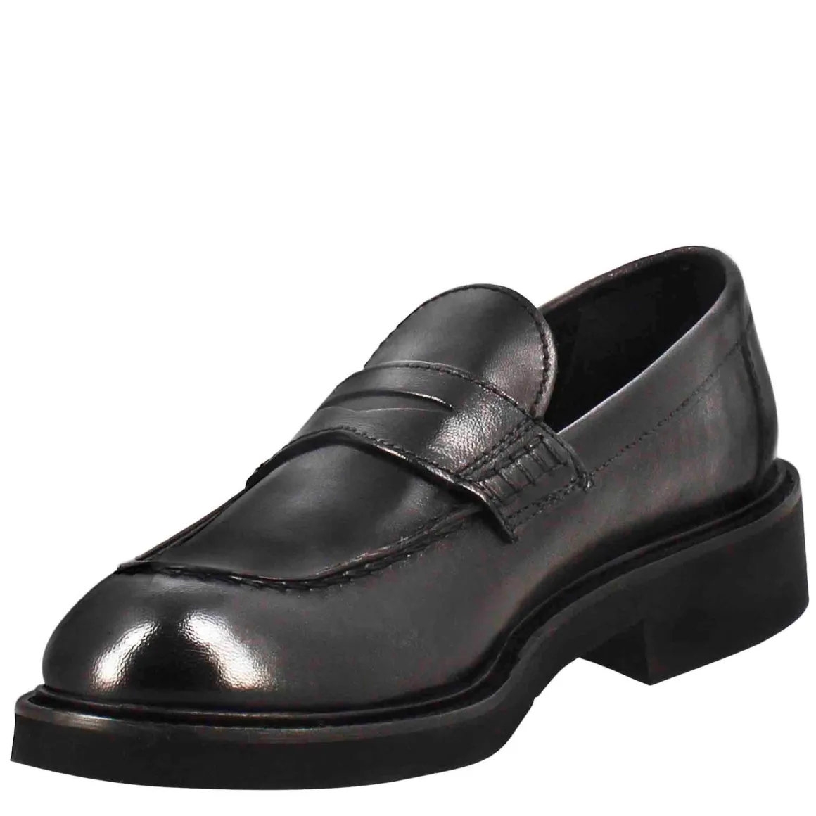 Mocassino Da Donna Paupa In Pelle Lavata Colore Nero