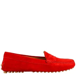 Mocassino Da Donna Tubolare In Camoscio Rosso