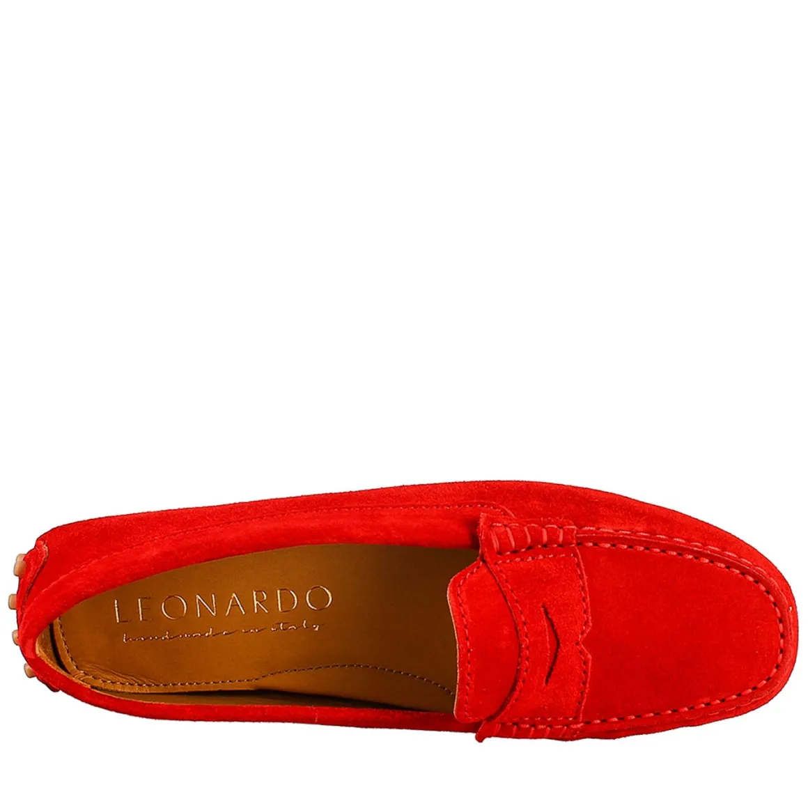 Mocassino Da Donna Tubolare In Camoscio Rosso