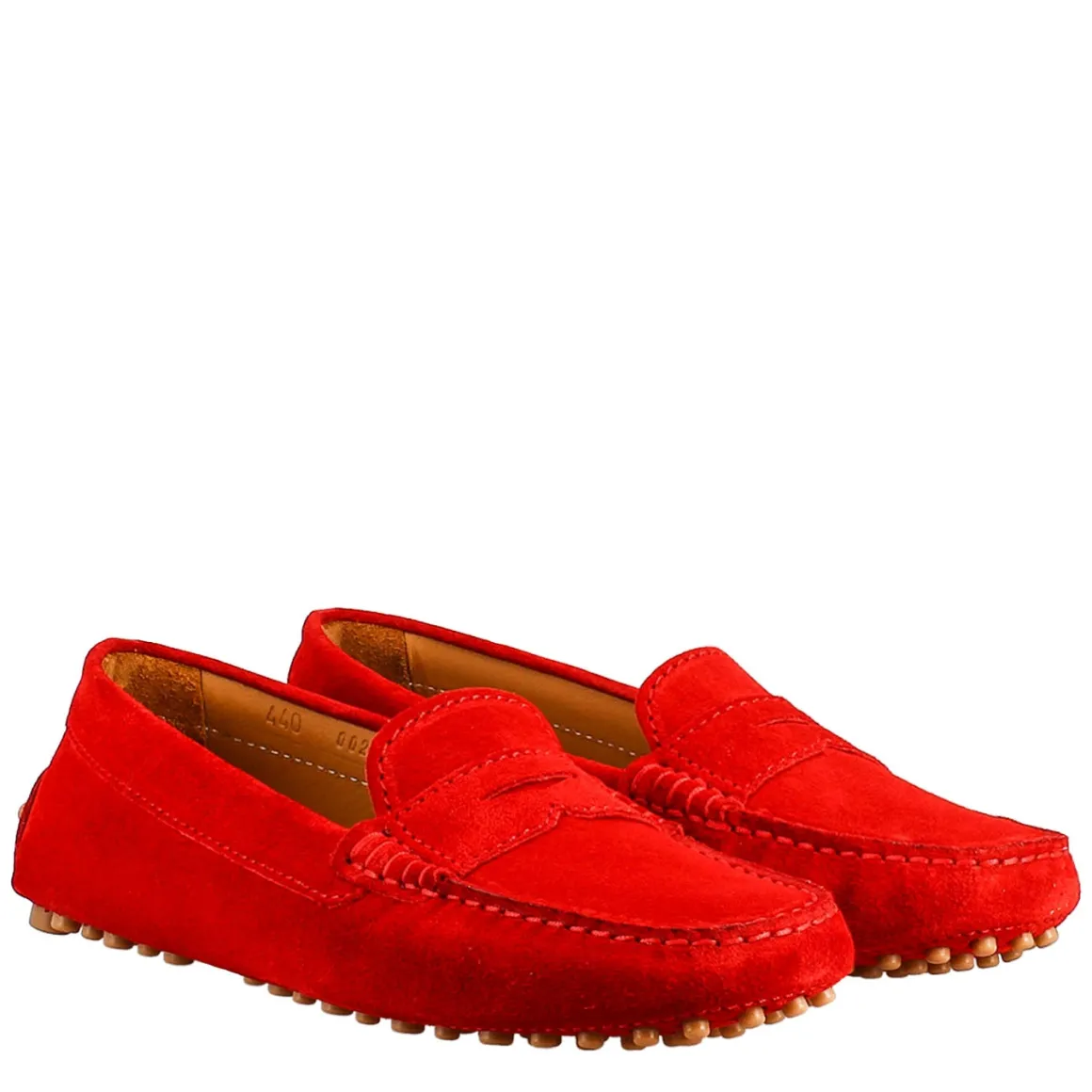 Mocassino Da Donna Tubolare In Camoscio Rosso
