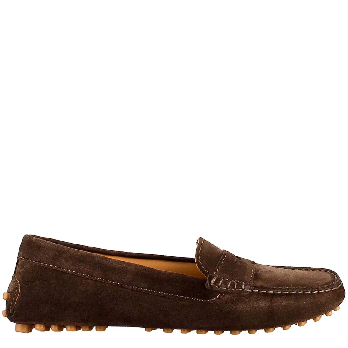 Mocassino Da Donna Tubolare In Camoscio Marrone Scuro