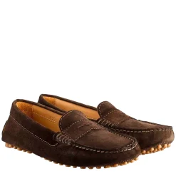 Mocassino Da Donna Tubolare In Camoscio Marrone Scuro