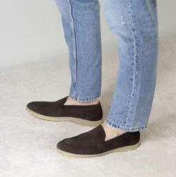 Mocassino Da Uomo Casual In Pelle Scamosciata Colore Marrone Scuro