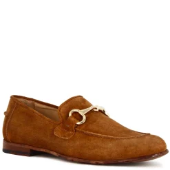 Mocassino Da Uomo In Camoscio Colore Marrone Chiaro Con Morsetto Colore Oro