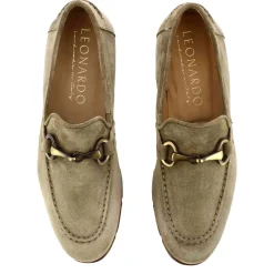 Mocassino Da Uomo In Camoscio Colore Beige Con Morsetto Colore Oro