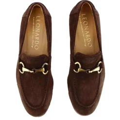 Mocassino Da Uomo In Camoscio Colore Marrone Scuro Con Morsetto Colore Oro