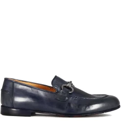 Mocassino Da Uomo In Pelle Liscia Colore Blu Con Morsetto
