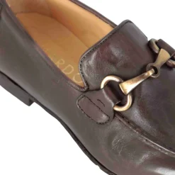 Mocassino Da Uomo In Pelle Colore Marrone Scuro Con Morsetto