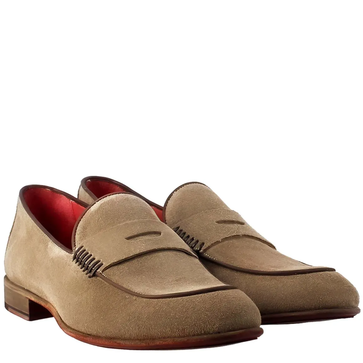 Mocassino Elegante Beige Da Uomo In Pelle Scamosciata