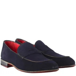 Mocassino Elegante Blu Da Uomo In Pelle Scamosciata
