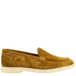 Mocassino Flessibile Da Donna In Pelle Scamosciata Marrone