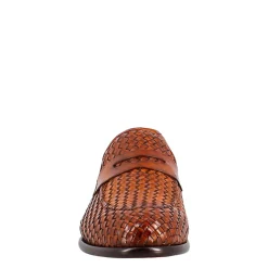 Mocassino Marrone Elegante Da Uomo In Pelle Fiore Intrecciata