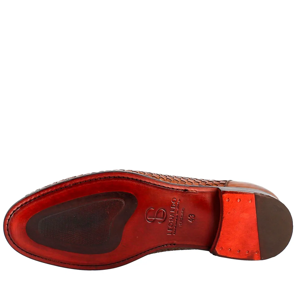 Mocassino Marrone Elegante Da Uomo In Pelle Fiore Intrecciata
