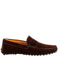 Mocassino Marrone Scuro Foderato Da Uomo In Pelle Scamosciata