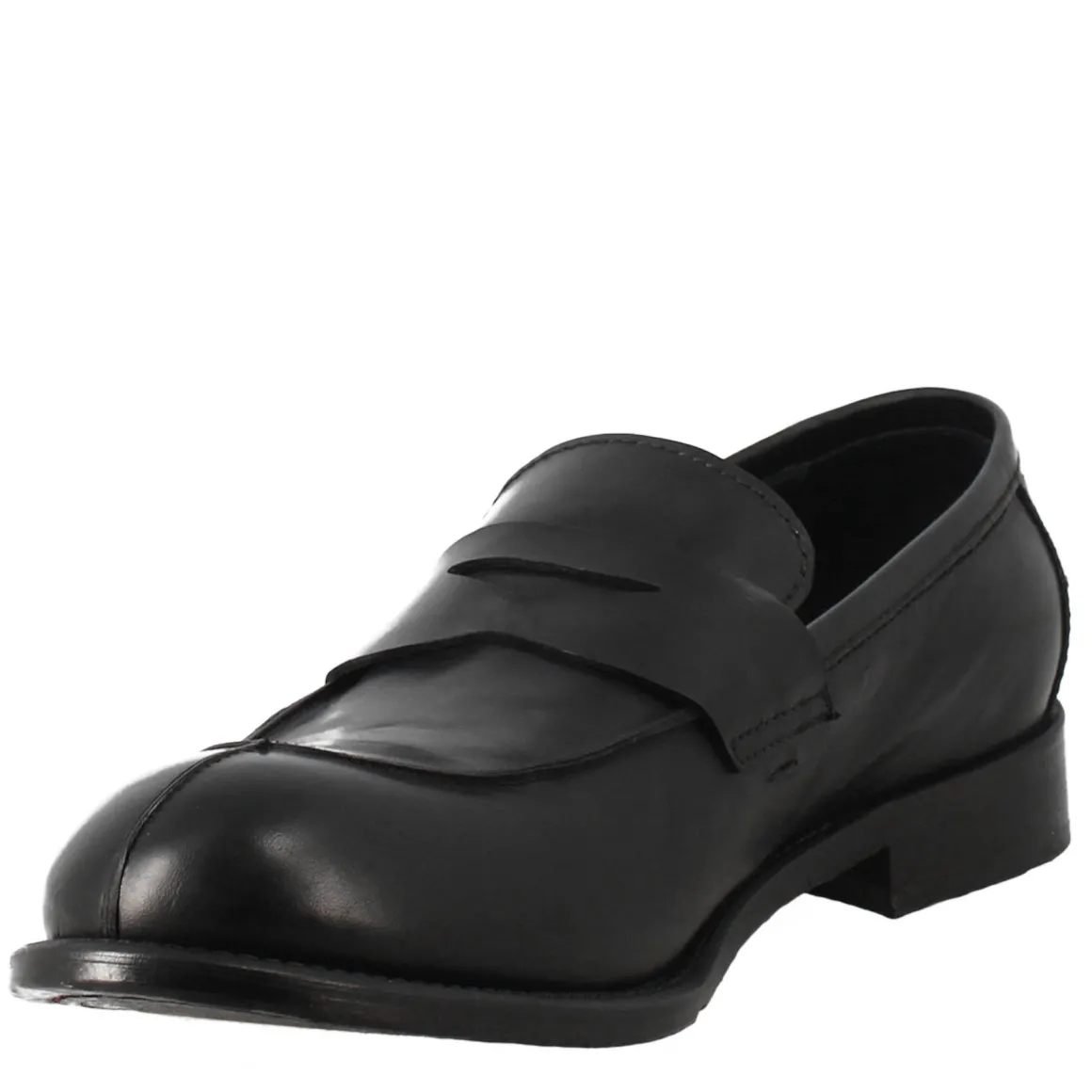 Mocassino Nero Vintage Elegante Da Uomo In Pelle Liscia