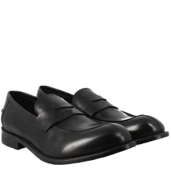 Mocassino Nero Vintage Elegante Da Uomo In Pelle Liscia