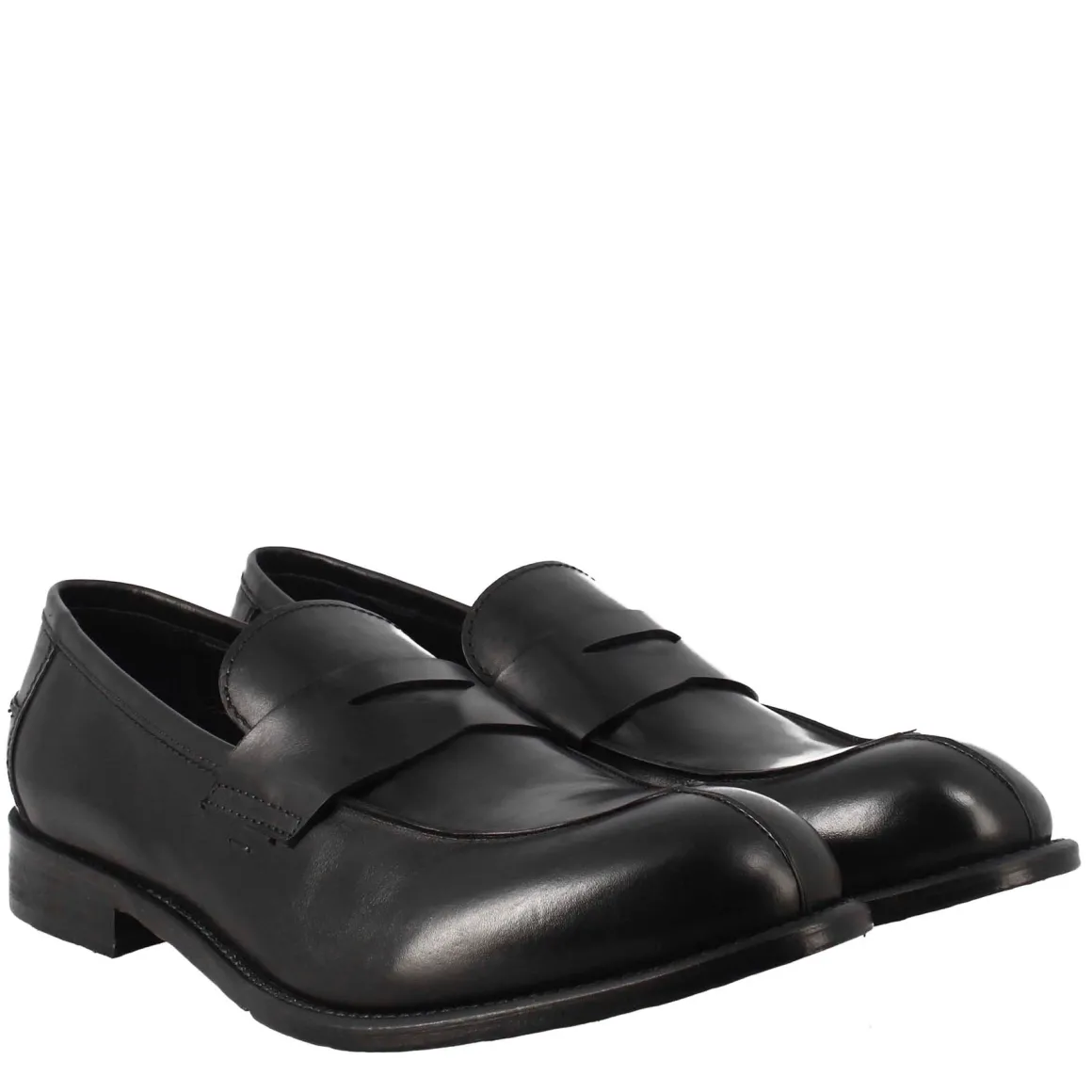 Mocassino Nero Vintage Elegante Da Uomo In Pelle Liscia