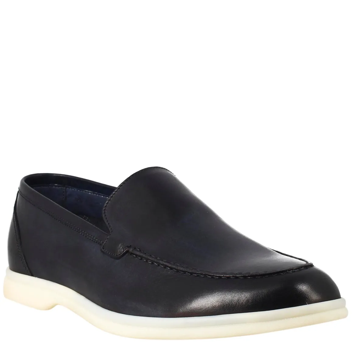 Mocassino Sfoderato Blu Elegante Da Uomo In Pelle Fiore
