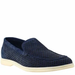 Mocassino Sfoderato Blu Scuro Elegante Da Uomo In Camoscio