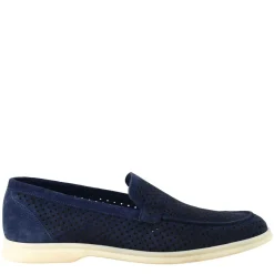 Mocassino Sfoderato Blu Scuro Elegante Da Uomo In Camoscio
