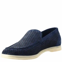 Mocassino Sfoderato Blu Scuro Elegante Da Uomo In Camoscio