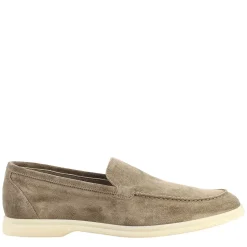 Mocassino Sfoderato Grigio Elegante Da Uomo In Camoscio