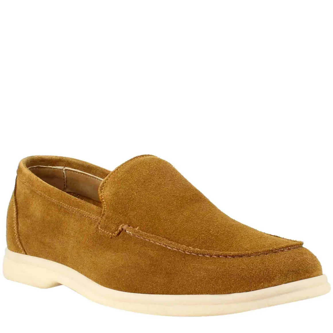 Mocassino Sfoderato Marrone Elegante Da Uomo In Camoscio