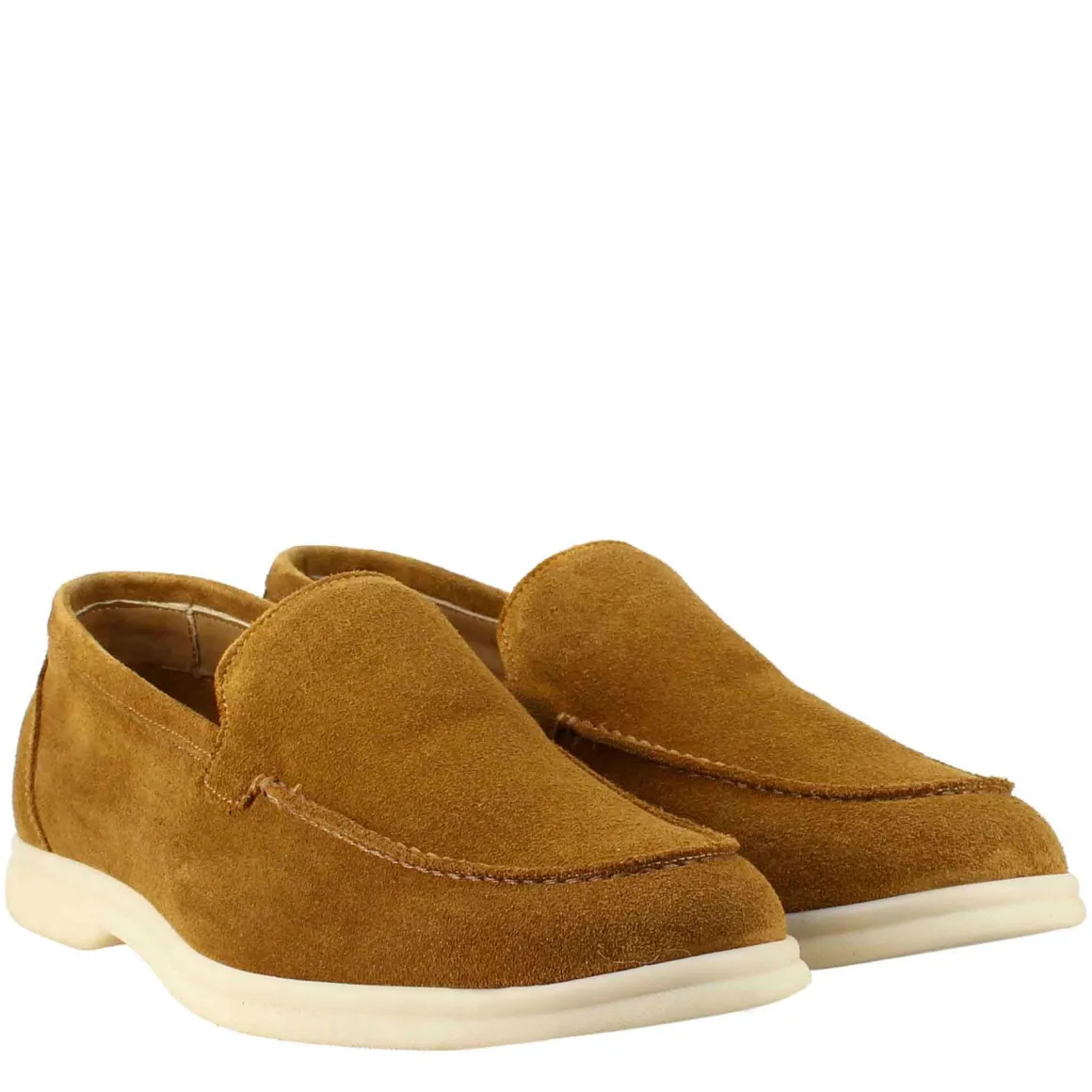 Mocassino Sfoderato Marrone Elegante Da Uomo In Camoscio
