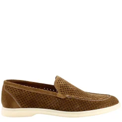 Mocassino Sfoderato Marrone Elegante Da Uomo In Camoscio