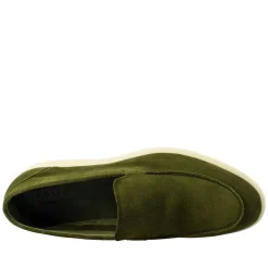 Mocassino Sfoderato Verde Elegante Da Uomo In Camoscio
