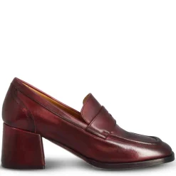 Mocassino Tacco Alto Da Donna In Pelle Colore Bordeaux