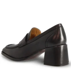 Mocassino Tacco Alto Da Donna In Pelle Colore Nero