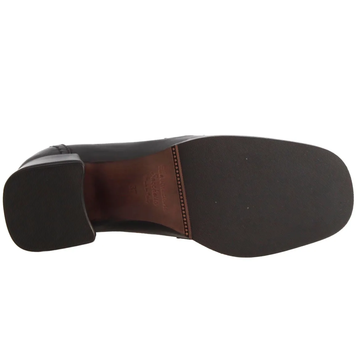 Mocassino Tacco Alto Da Donna In Pelle Colore Nero Con Morsetto
