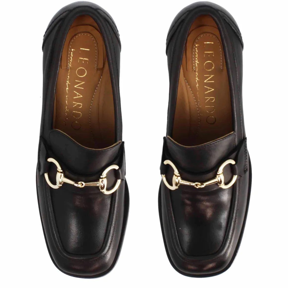 Mocassino Tacco Alto Da Donna In Pelle Colore Nero Con Morsetto