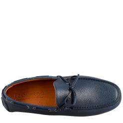 Mocassino Tubolare Con Lacci Da Uomo In Pelle Blu