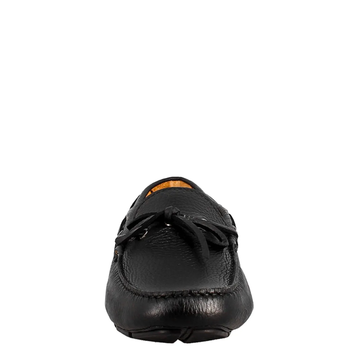 Mocassino Tubolare Con Lacci Da Uomo In Pelle Color Nero