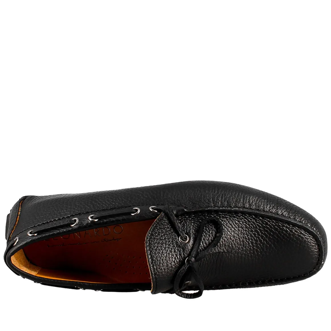 Mocassino Tubolare Con Lacci Da Uomo In Pelle Color Nero