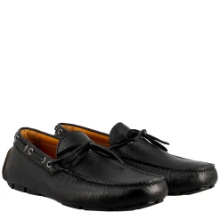 Mocassino Tubolare Con Lacci Da Uomo In Pelle Color Nero
