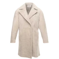 Montone Lungo Da Donna Beige Con Bottoni