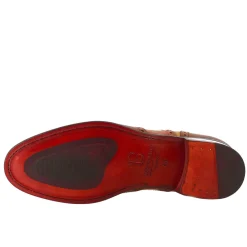 Oxford Brogue Marrone Arancio E Giallo Elegante Da Uomo In Pelle