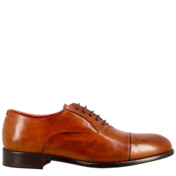Oxford Marrone Elegante Da Uomo In Pelle E Fodera Rossa